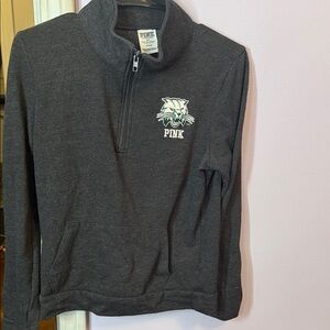 PINK Victoria's Secret Dark Gray Half-Zip Sweatshirt with Logo